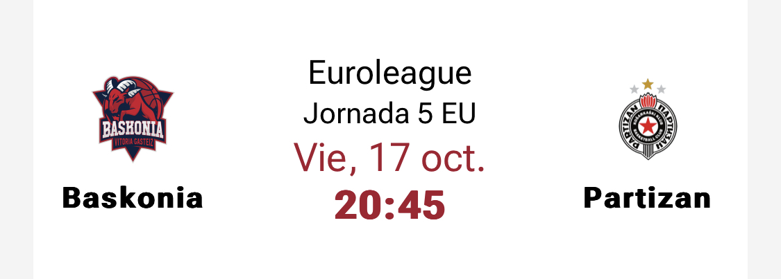 Equipo que ha resultado premiado con dos entradas para presenciar en directo el encuentro de Euroliga, Baskonia - Partizan.