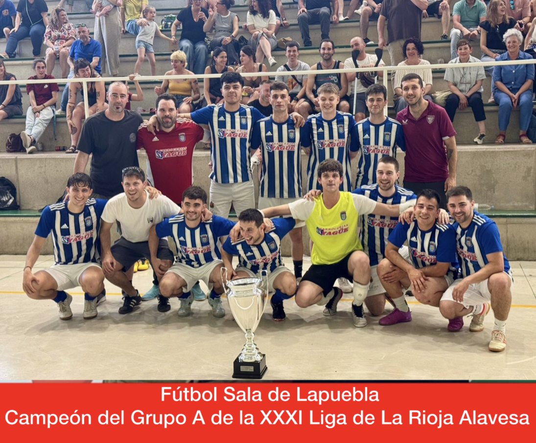 Entrega de trofeos. Premiación del equipo FÚTBOL SALA DE LAPUEBLA, como Campeón del Grupo A de la XXXI Liga de La Rioja Alavesa en la temporada 2025/2026.