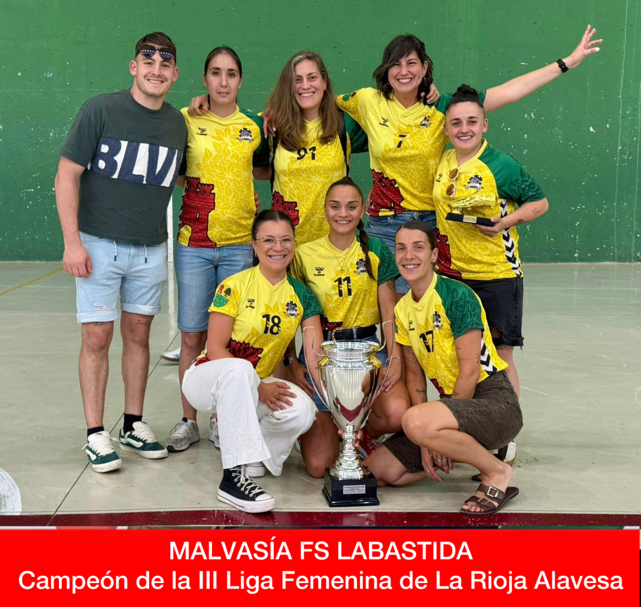 Entrega de trofeos. Premiación del equipo MALVASÍA FS LABASTIDA, como Campeón de la III Liga Femenina de La Rioja Alavesa en la temporada 2025/2026.