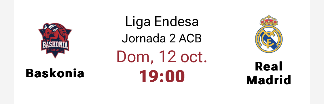 Equipo que ha resultado premiado con dos entradas para presenciar en directo el encuentro de Liga ACB, Baskonia - Real Madrid.