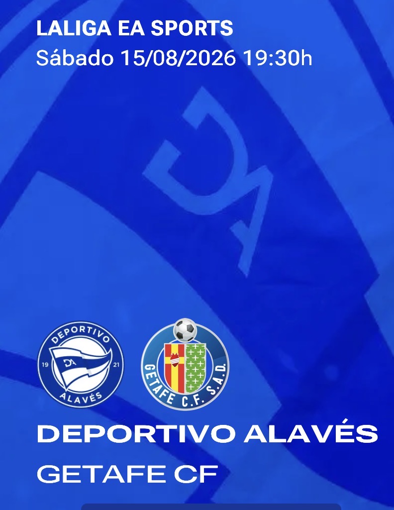 Equipo que ha iniciado trámites para la temporada 26/27, y que por ello ha resultado premiado con dos entradas para presenciar en directo el encuentro de Liga Santander, DeportIvo Alavés - Getafe.