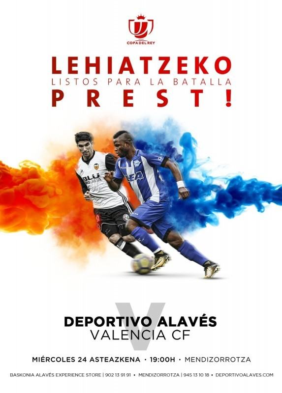 Equipo premiado con dos entradas para asistir en directo y de forma gratuita al encuentro de Fútbol de Primera División, correspondiente a la Copa del Rey, entre Deportivo Alavés y Valencia.