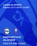 Equipo que ha resultado premiado con dos entradas para presenciar en directo el encuentro de Liga Santander, DeportIvo Alavés - Real Celta de Vigo.