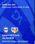 Equipo que ha resultado premiado con dos entradas para presenciar en directo el encuentro de Copa del Rey, DeportIvo Alavés - Rayo Vallecano.