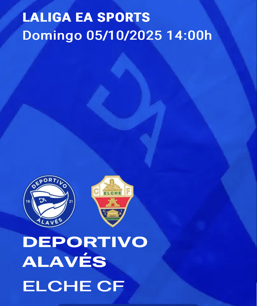 Equipo que ha resultado premiado con dos entradas para presenciar en directo el encuentro de Liga Santander, DeportIvo Alavés - Elche CF.