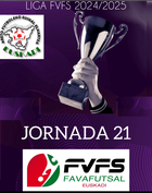 Baró Caló, Golosos M.Club, Bixotas Club, La Pepita Dragones, Medio Pulmón, La Topera Labastida, Panaderia La Oka Oion y Malvasía FS Labastida, actuales líderes tras la disputa de la jornada 21 en las diferentes categorías de las competiciones vascas.
