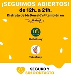 McDonald’s os ofrece su servicio McAuto, servicio a domicilio y pedidos para llevar.